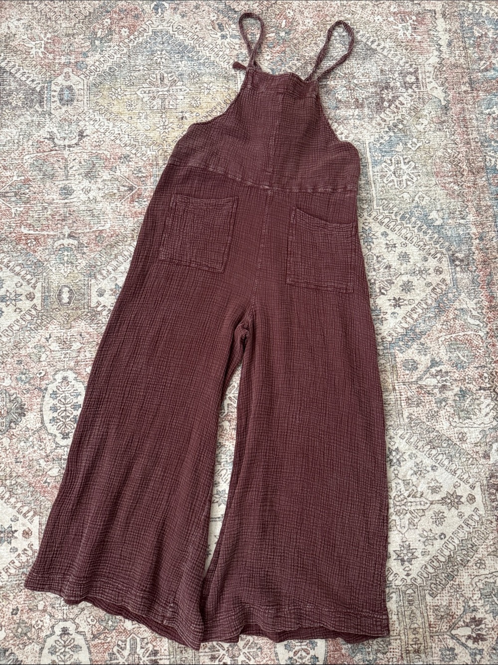 Easel Soft Gauze Maroon Burgundy Overalls